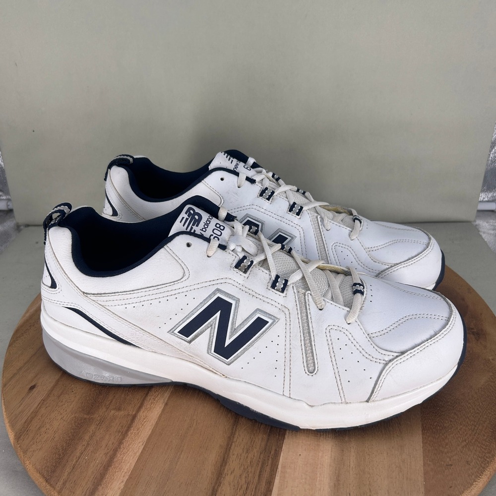 New Balance 608 Mens Size 15 2E Wide White Navy Cross Training Dad Shoes